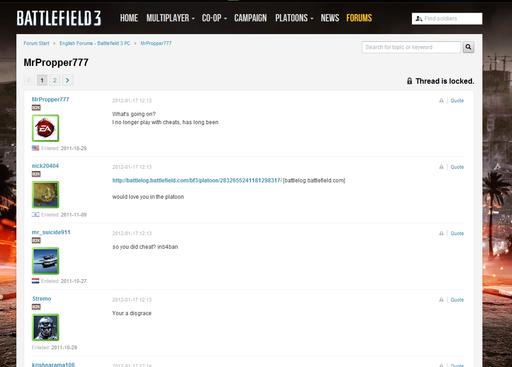 Battlefield 3 - Читер получил права модератора в Battlelog